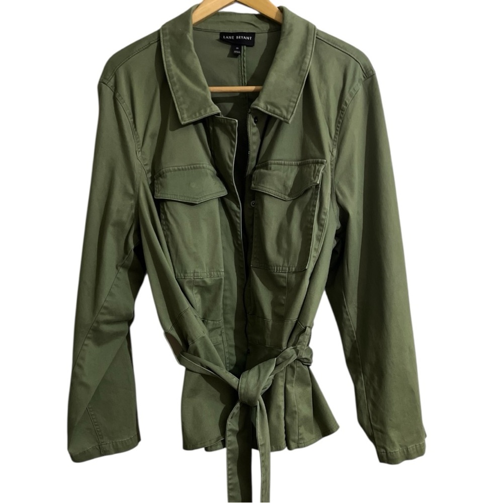 Lane Bryant Peplum Utility Jacket Army Green Women's Plus Size 28